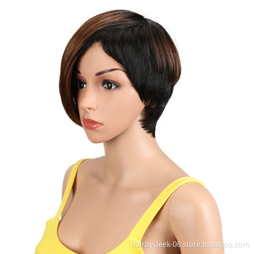 Rebecca fashion brand 12 Inches Short cut For Black Women Heat Resistant 3 kind of Colors Blonde Wigs  Synthetic Hair Wigs
